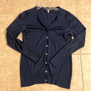 Ibex merino wool - silk blend navy blue cardigan